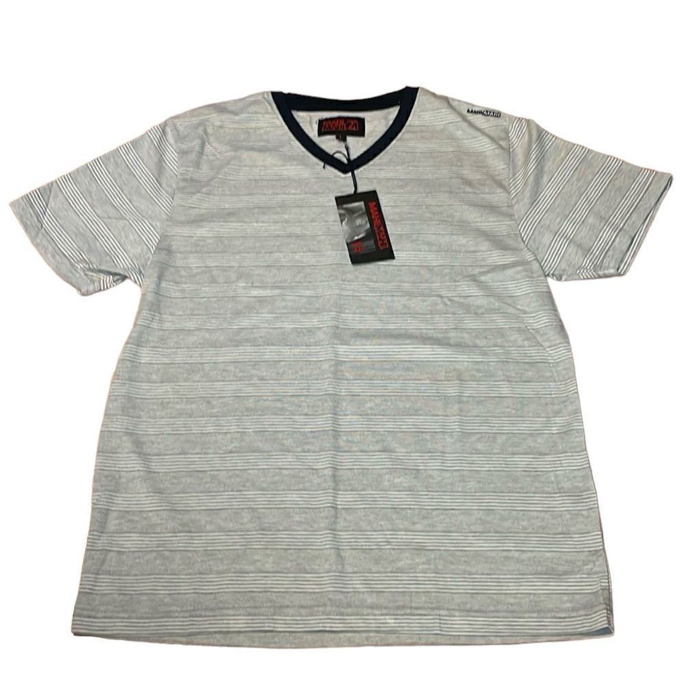 Mahi Mahi Grey Striped T-Shirt, Large